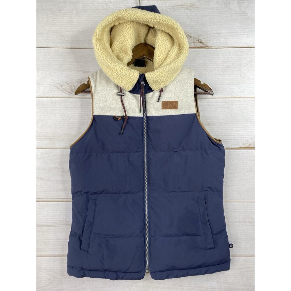 PICTURE Organic Clothing Vest Womens S Quilted Sherpa Hooded Holly Puffer Jacket